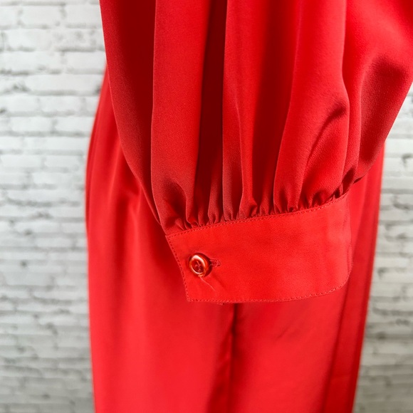 Talbots | Red Vintage Long Sleeve Polyester Midi Dress, petite, size 14P - Picture 9 of 14